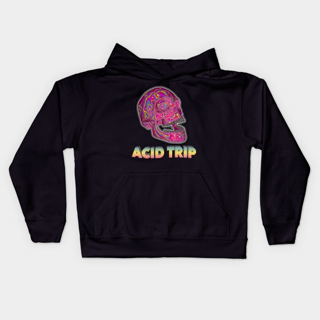 Aesthetic Acid Trip Skull ∆∆∆∆ Graphic Design/Illustration Kids Hoodie by DankFutura